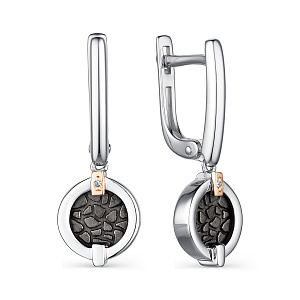 Серьги с английским замком из серебра с бриллиантами