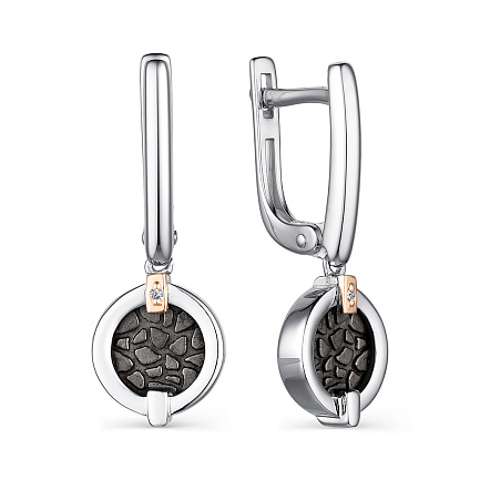 Серьги с английским замком из серебра с бриллиантами