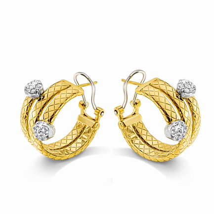 Серьги из комбинированного золота с бриллиантами