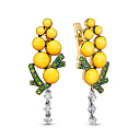 Серьги с английским замком из желтого золота с бриллиантами