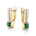 Серьги с английским замком из желтого золота с бриллиантами