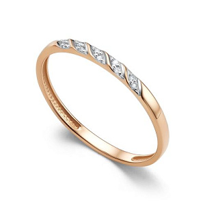 Кольцо обручальное из красного золота с бриллиантами