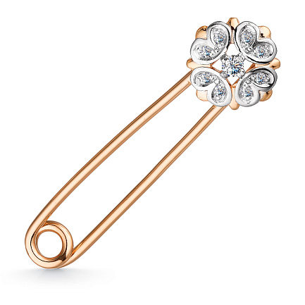 Брошь из красного золота с бриллиантами