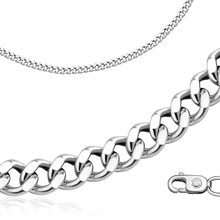 Цепь автомат из серебра, плетение панцирное