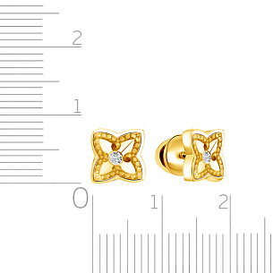 Серьги из желтого золота с бриллиантом