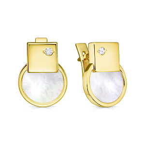 Серьги с английским замком из желтого золота с бриллиантами