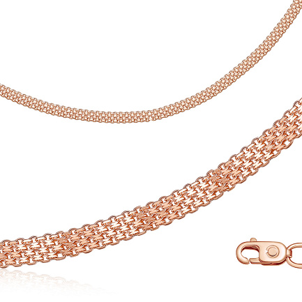 Браслет автомат из красного золота, плетение якорная четырехрядная бисмарк