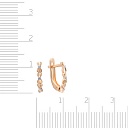 Серьги с английским замком из красного золота с фианитом