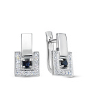 Серьги из белого золота с бриллиантами, сапфирами