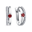 Серьги с английским замком из серебра с рубинами
