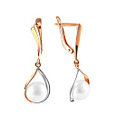 Серьги с английским замком из красного золота с жемчугом