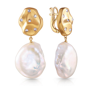 Серьги с английским замком из желтого золота с бриллиантом