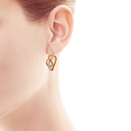 Серьги с английским замком из красного золота с бриллиантами