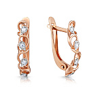 Серьги с английским замком из красного золота с фианитом