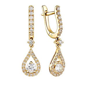 Серьги из желтого золота с бриллиантами