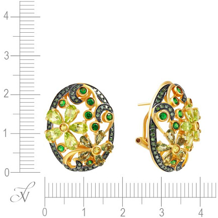 Серьги из желтого золота с сапфирами