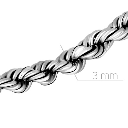 Цепь ручной работы из серебра, плетение верёвочка