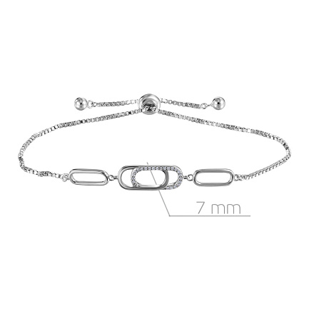 Браслет декоративный из серебра с фианитом