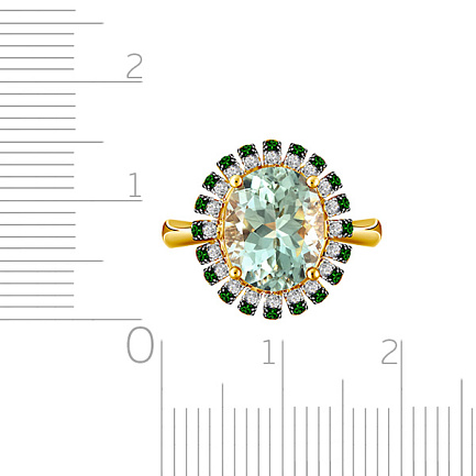 Кольцо из желтого золота с бриллиантами, аметистом