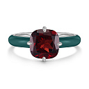 Кольцо из серебра с гранатом, эмалью