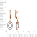 Серьги с английским замком из красного золота с фианитом