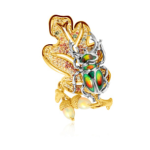 Кольцо из желтого золота с эмалью