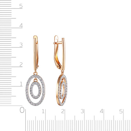 Серьги с английским замком из красного золота с фианитом