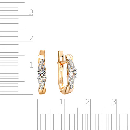 Серьги с английским замком из красного золота с бриллиантами