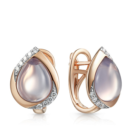 Серьги с английским замком из красного золота с бриллиантами