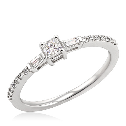 Кольцо из белого золота с бриллиантами