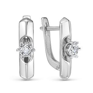 Серьги из белого золота с бриллиантом