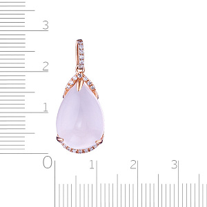 Подвеска из красного золота с бриллиантами, кварцем