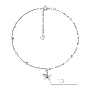 Браслет на ногу декоративный из серебра с фианитом