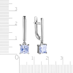 Серьги с английским замком из серебра с фианитом