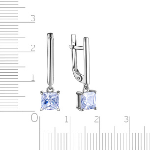 Серьги с английским замком из серебра с фианитом