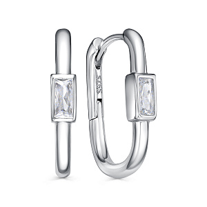 Серьги с английским замком из серебра с фианитами