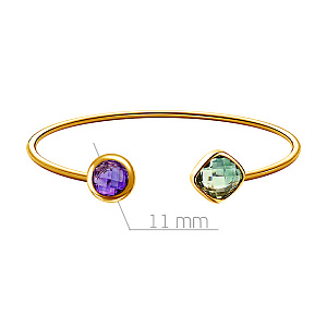 Браслет жесткий из желтого золота с аметистом