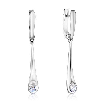 Серьги с английским замком из белого золота с бриллиантами