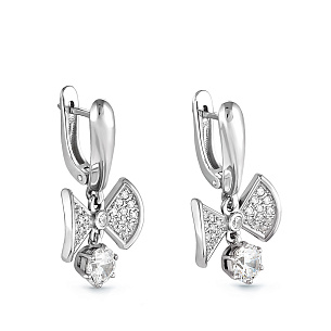 Серьги с английским замком из серебра с фианитами