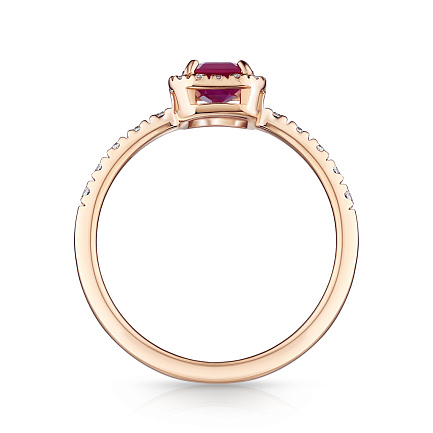 Кольцо из красного золота с бриллиантами, рубином