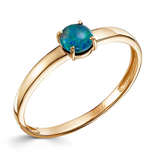 Кольцо из красного золота с опал-дуплетом