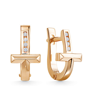 Серьги из красного золота с бриллиантом