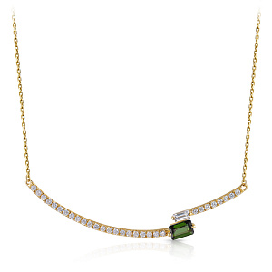 Колье из желтого золота с бриллиантами, плетение якорное