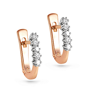 Серьги с английским замком из красного золота с бриллиантами