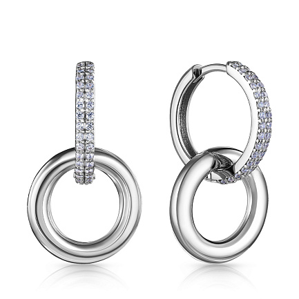 Серьги с английским замком из серебра с фианитом