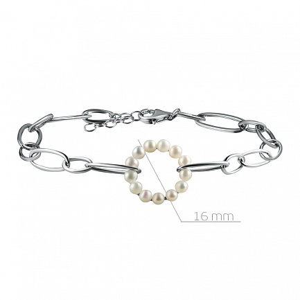 Браслет декоративный из серебра с жемчугом