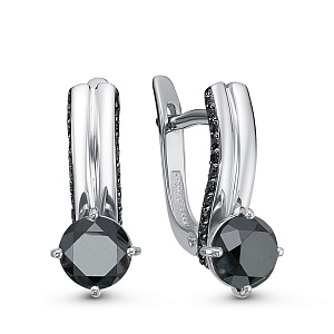 Серьги с английским замком из белого золота с бриллиантами