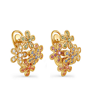 Серьги с английским замком из серебра с фианитами