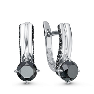 Серьги с английским замком из белого золота с бриллиантами