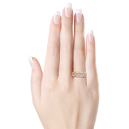 Кольцо обручальное из красного золота с бриллиантами